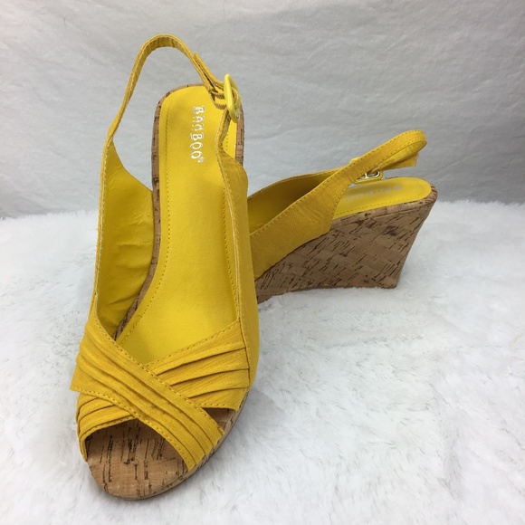 BAMBOO Shoes - ☀️NWOT BAMBOO sunshine yellow wedge slingback shoe